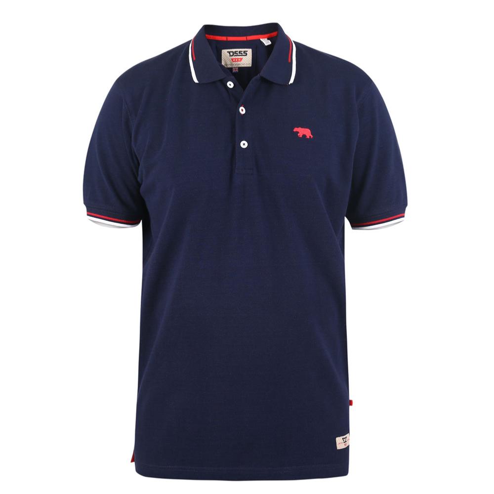 D555 STANBRIDGE COTTON POLO WITH CHEST EMBLEM AND TIPPED COLLAR N CUFFS NAVY