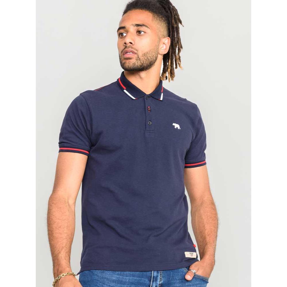 D555 SLOANE KINGSIZE COTTON PIQUE POLO WITH CHEST EMBROIDERY AND COLLAR INTEREST NAVY