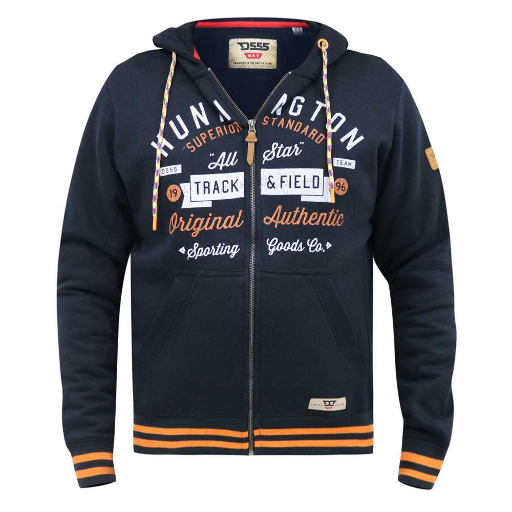 D555 FLANDERS FULL ZIP HOODY WITH ORIGINAL AUTHENTIC TRACK AND FIELD PRINT NAVY