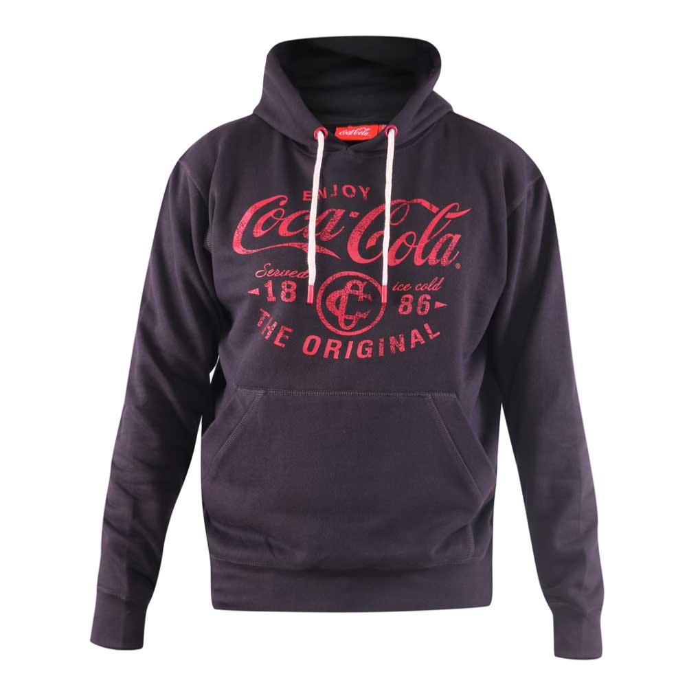 D555 HOUNSLOW OFFICIAL LICENSED COCA COLA OVER THE HEAD HOODED SWEATSHIRT WASHED BLACK