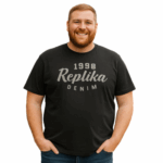 REPLIKA COMBED COTTON PRINTED TEE SHIRT 1998 DENIM GUNMETAL GREY