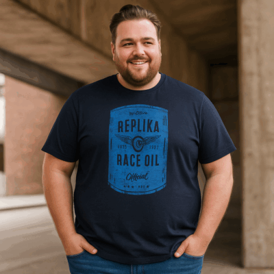 REPLIKA JEANS RAW VINTAGE PRINTED TEE RACE OIL BLACK