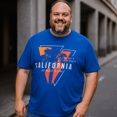 KAM CALIFORNIA PRINT TEE BLUE
