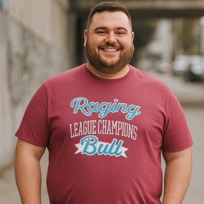 RAGING BULL CHAMBREY TEE WITH APPLIQUE DETAIL LEAGUE OF CHAMPIONS RED