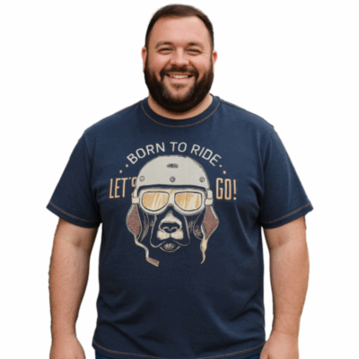 KAM BORN TO RIDE PRINT TEE BLUE