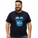 ESPIONAGE Chimpanzee Big Mens Print Cotton Tee Navy
