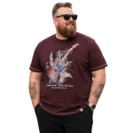 D555 REDBOURNE LIGHTNING BOLT GUITAR PRINT TEE SHIRT BURGUNDY/BLACK TWIST