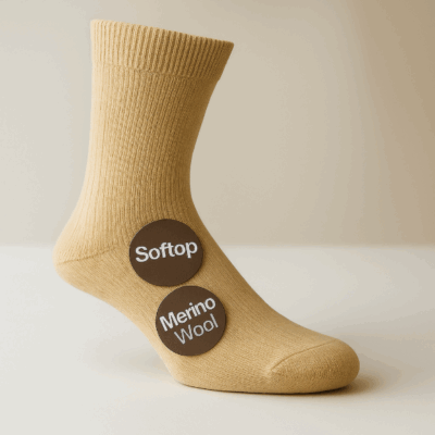 HJ HALL Extra Large Original Soft Top Wool Sock Oatmeal HJ90