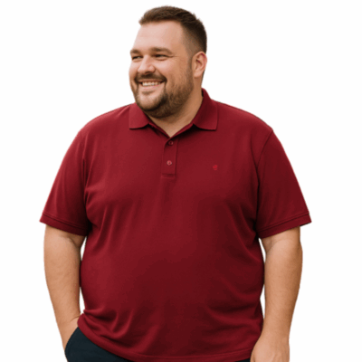 ESPIONAGE Natural Cotton Plain Pique Polo Shirt Deep Red PO74