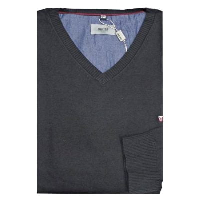 NORTH 56'4 COTTON VEE NECK SWEATER BLACK