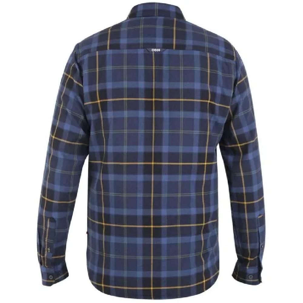 D555 HELSTON LONG SLEEVE FLANNEL CHECK SHIRT WITH CHEST POCKET NAVY