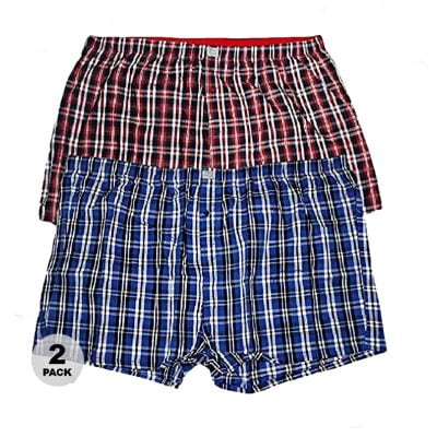D555 Mens Plaid Woven Kingsize Boxer Shorts Pack of 2