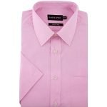 DOUBLE TWO NON-IRON COTTON RICH SHORT SLEEVE SHIRT PINK
