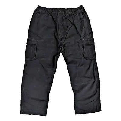 ESPIONAGE TALL FIT COTTON TWILL ELASTICATED WAIST CARGO TROUSERS BLACK
