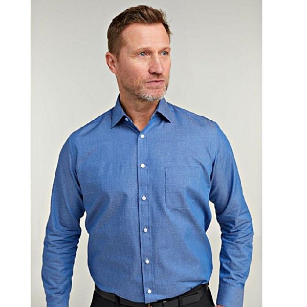 DOUBLE TWO BLUE SPECKLED PATTERN LONG SLEEVE SHIRT