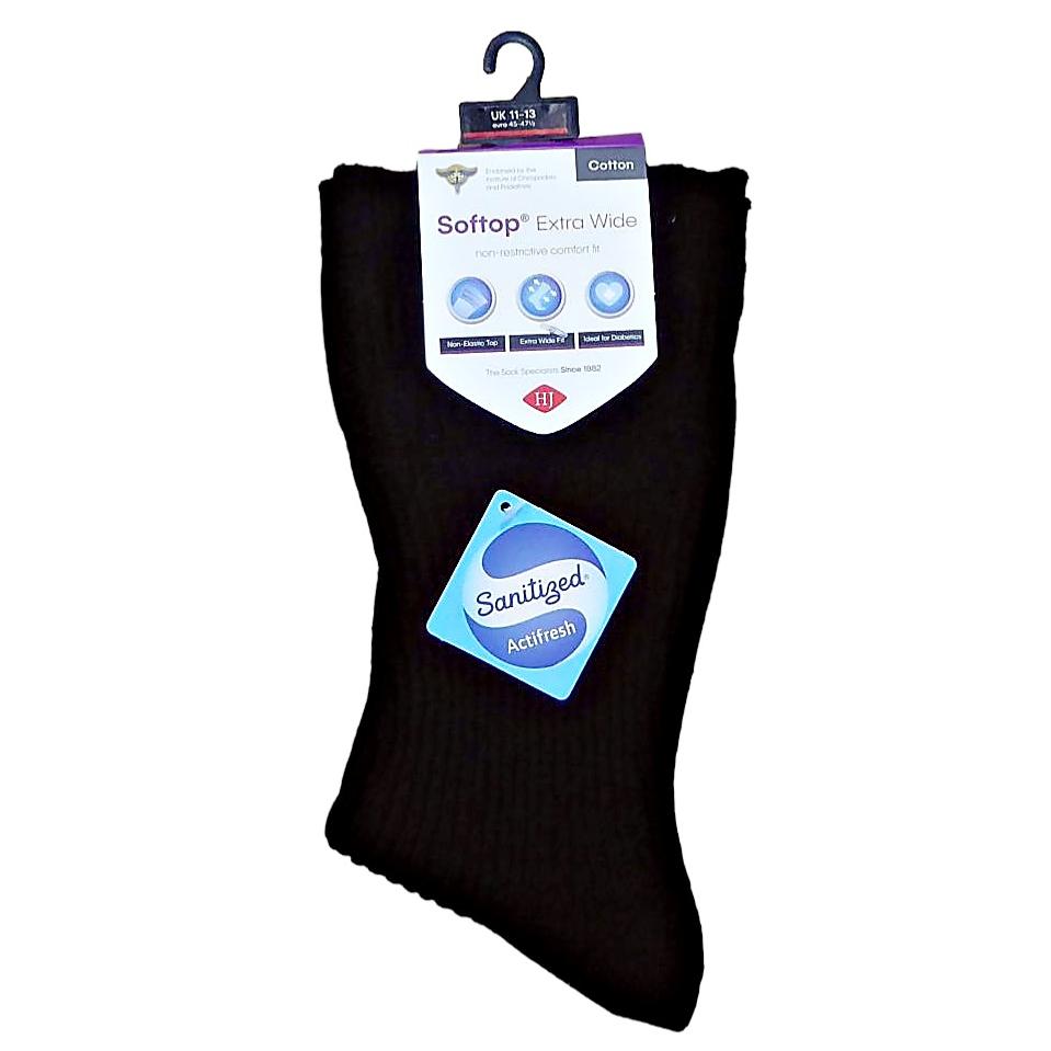 HJ HALL EXTRA WIDE COTTON SOFT TOP SOCK BLACK