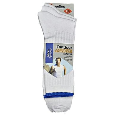 HJ HALL KING SIZE 3 PACK COMFORT SPORTS SOCKS WHITE 11-13 UK
