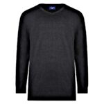 ESPIONAGE COTTON VEE NECK PULLOVER BLACK