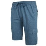 KAM JERSEY JERSEY CARGO JOG SHORTS DENIM MARL