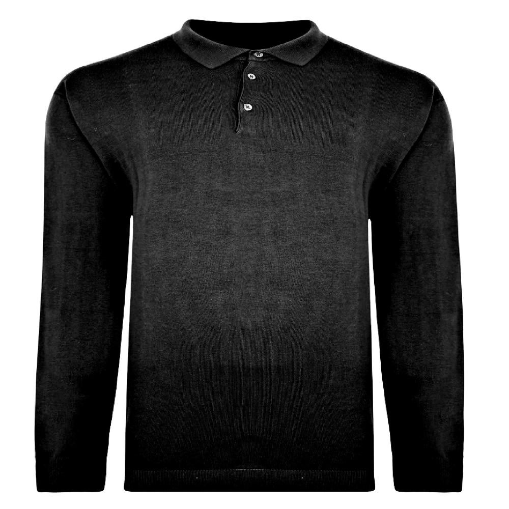 ESPIONAGE LONG SLEEVE KNITTED POLO JUMPER BLACK