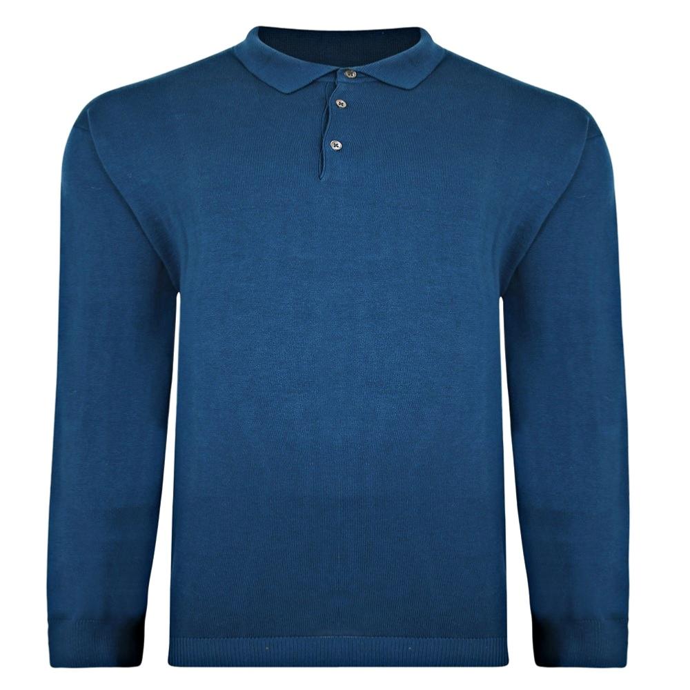 ESPIONAGE LONG SLEEVE KNITTED POLO JUMPER NAVY