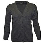 LOUIE JAMES COTTON MIX BIG MANS BUTTON CARDIGAN BLACK