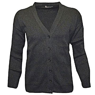 LOUIE JAMES COTTON MIX BIG MANS BUTTON CARDIGAN BLACK