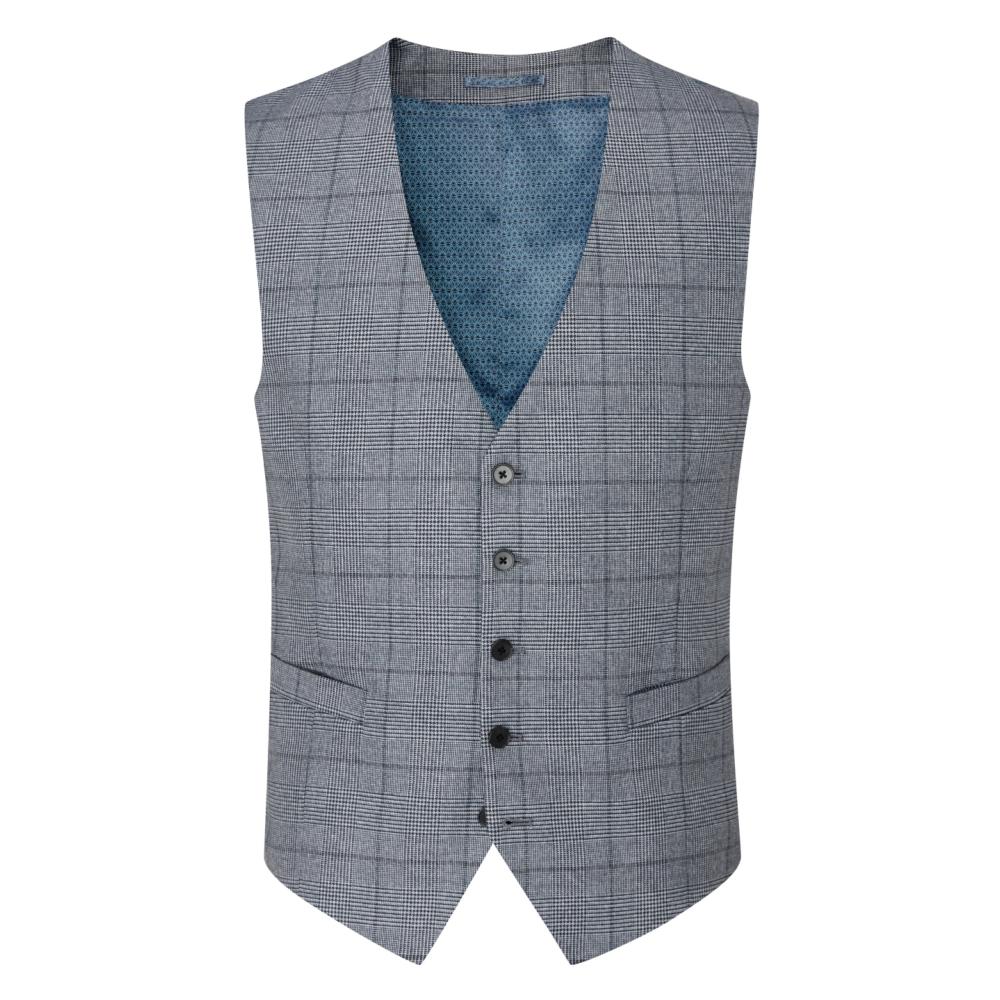 SKOPES REECE TAILORED HERITAGE CHECK WAISTCOAT BLUE CHECK