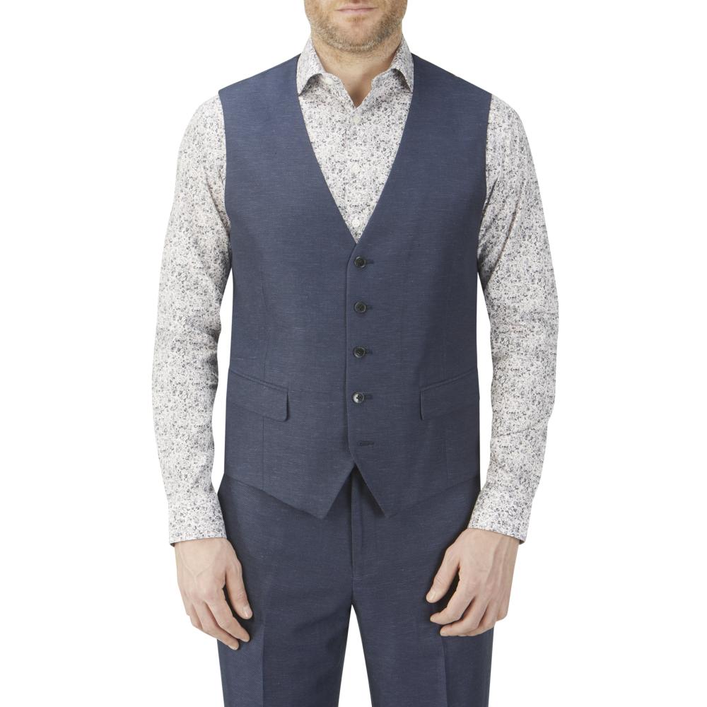 SKOPES CARLO LINEN BLEND WAISTCOAT NAVY