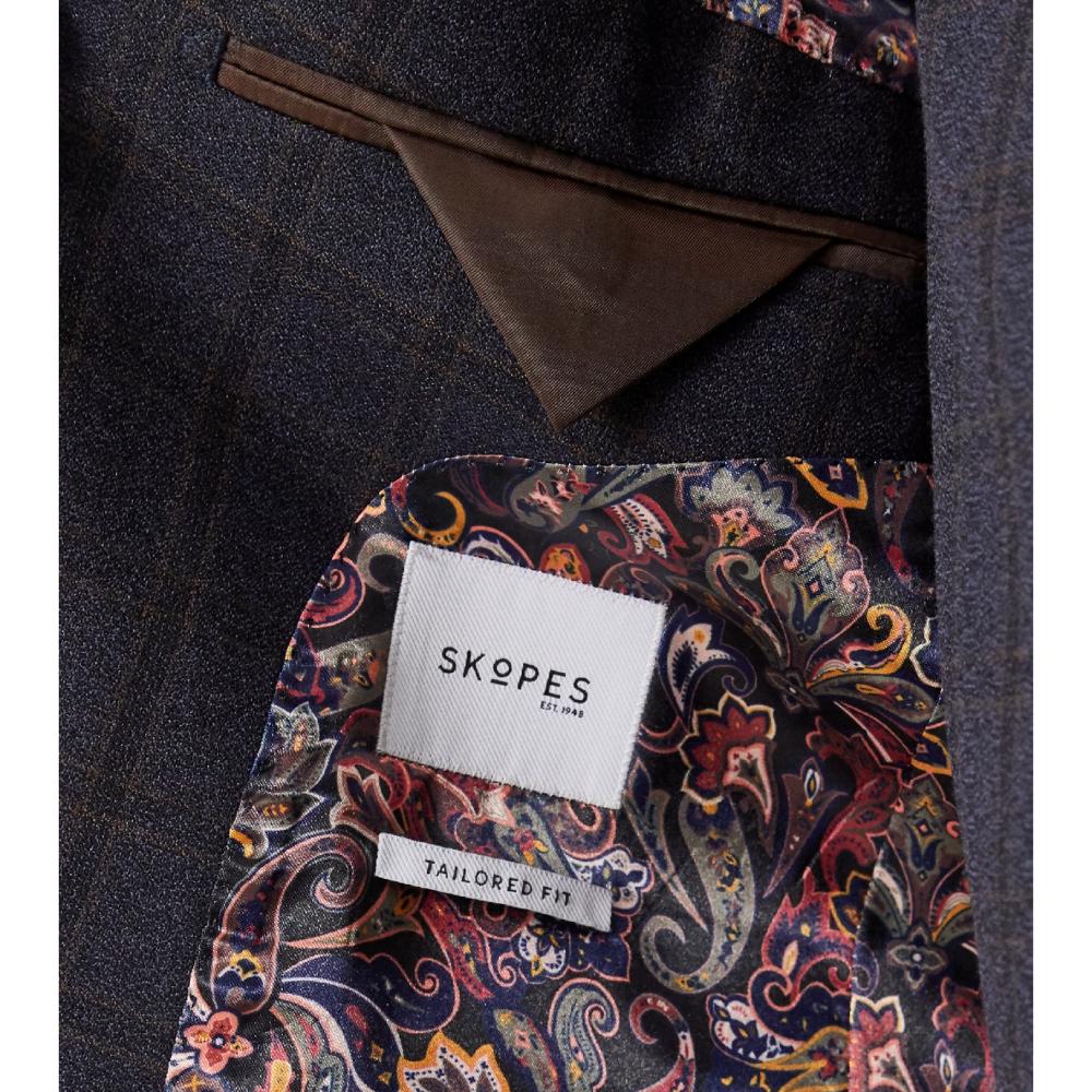 SKOPES CURRY TAILORED CHECK SUIT JACKET NAVY RUST