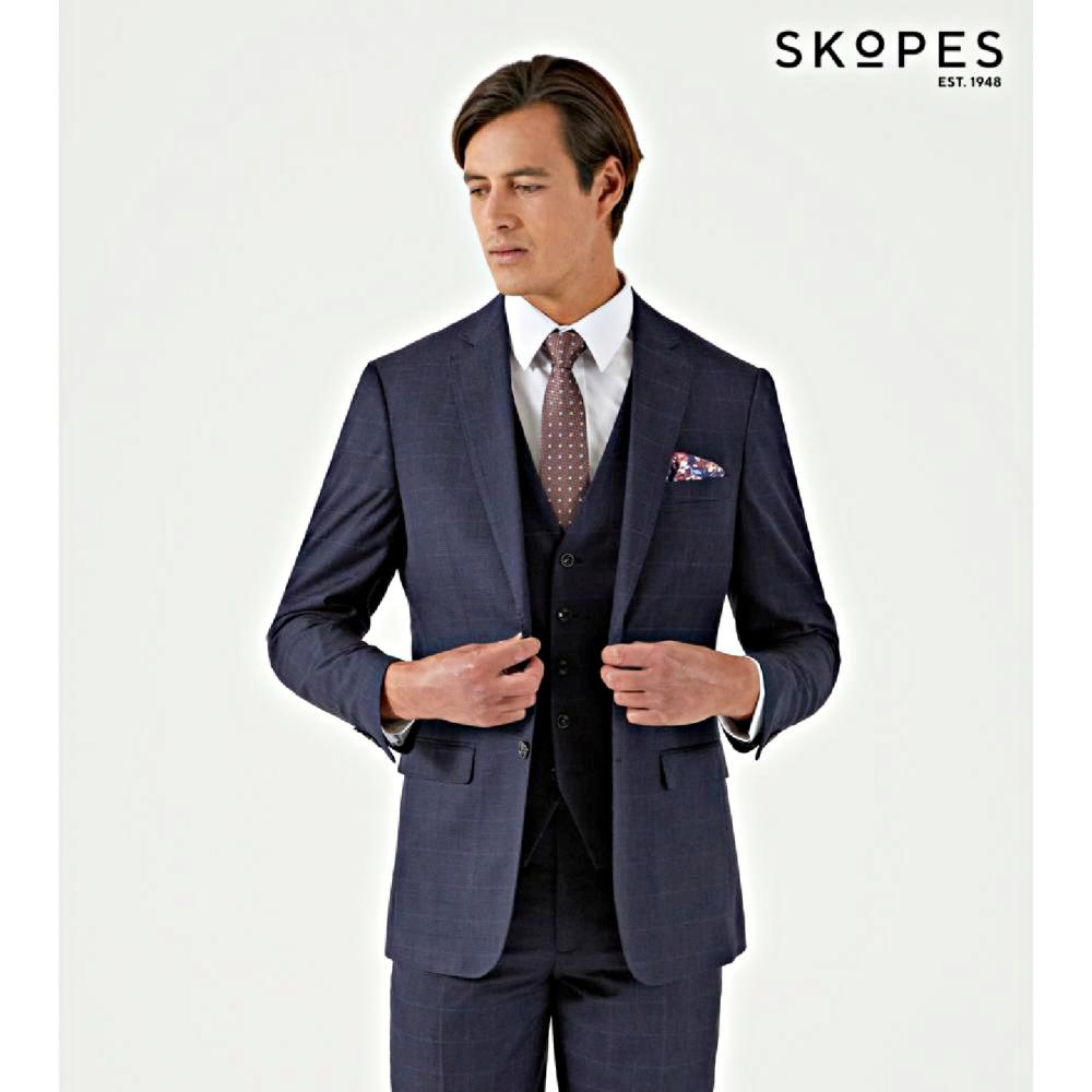 SKOPES BAINES TAILORED CHECK JACKET NAVY