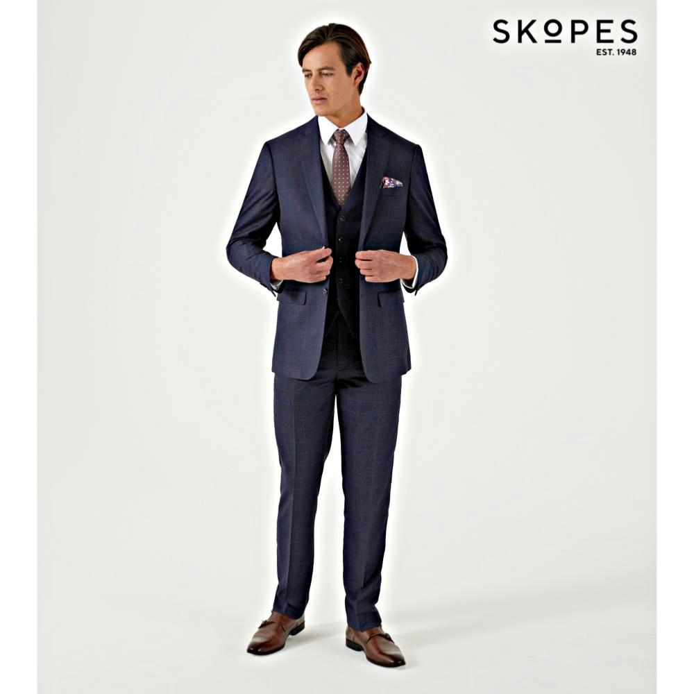 SKOPES BAINES TAILORED CHECK JACKET NAVY