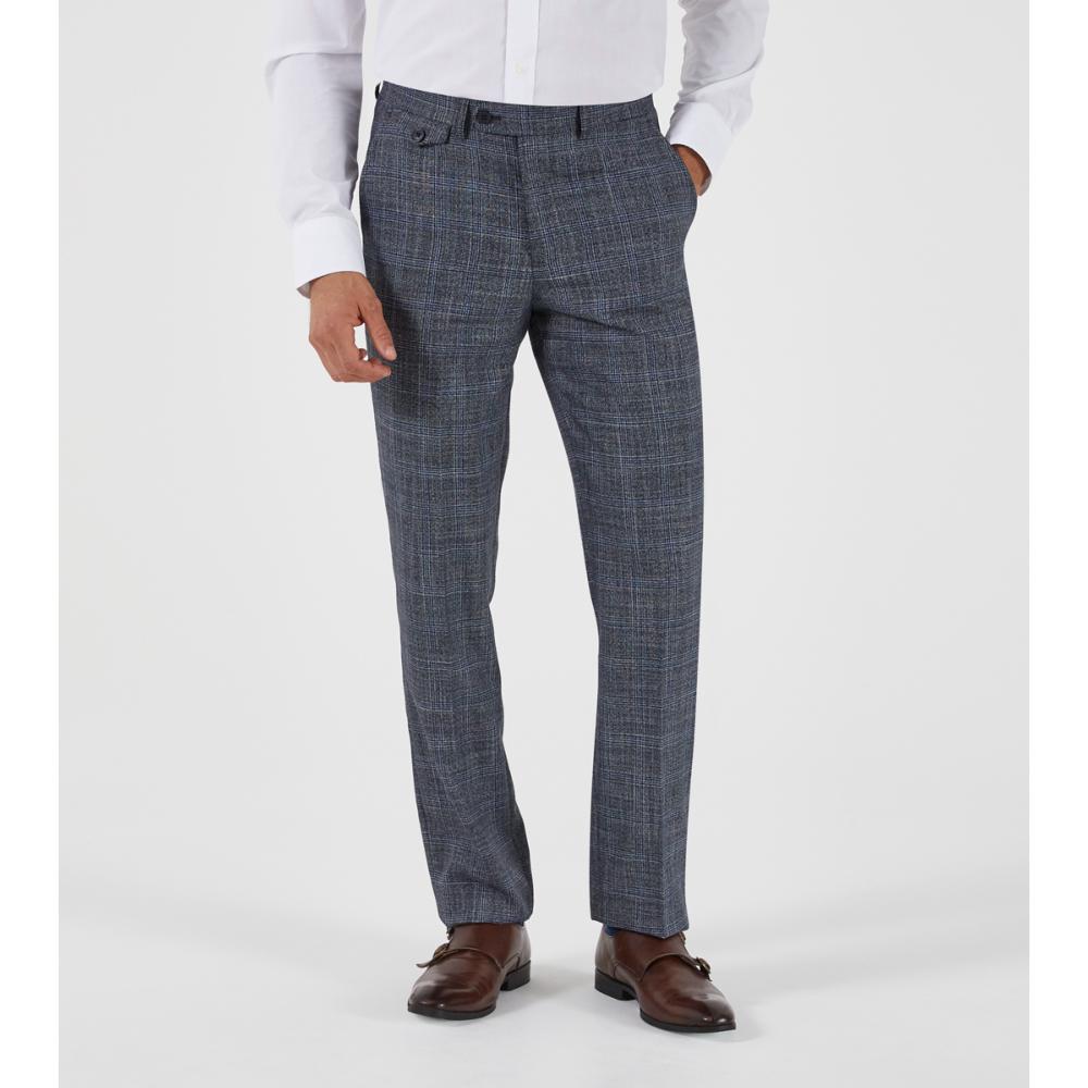 SKOPES ACARO NEW LYFCYCLE SUIT RANGE GREY AND BLUE CHECK TROUSERS