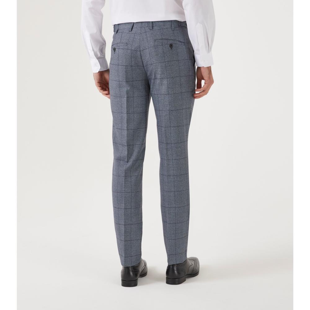 SKOPES REECE TAILORED HERITAGE CHECK TROUSERS BLUE CHECK