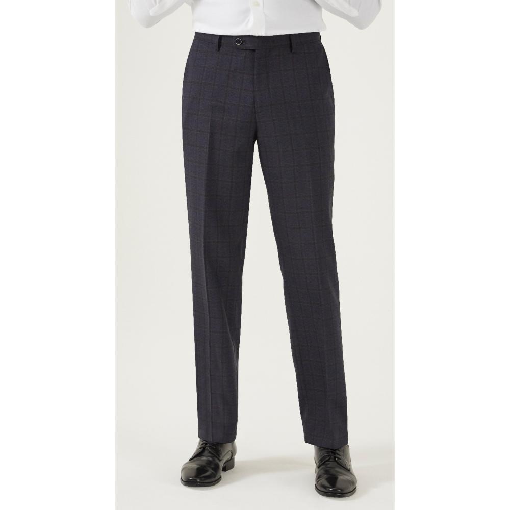 SKOPES CURRY TAILORED CHECK SUIT TROUSERS NAVY/RUST