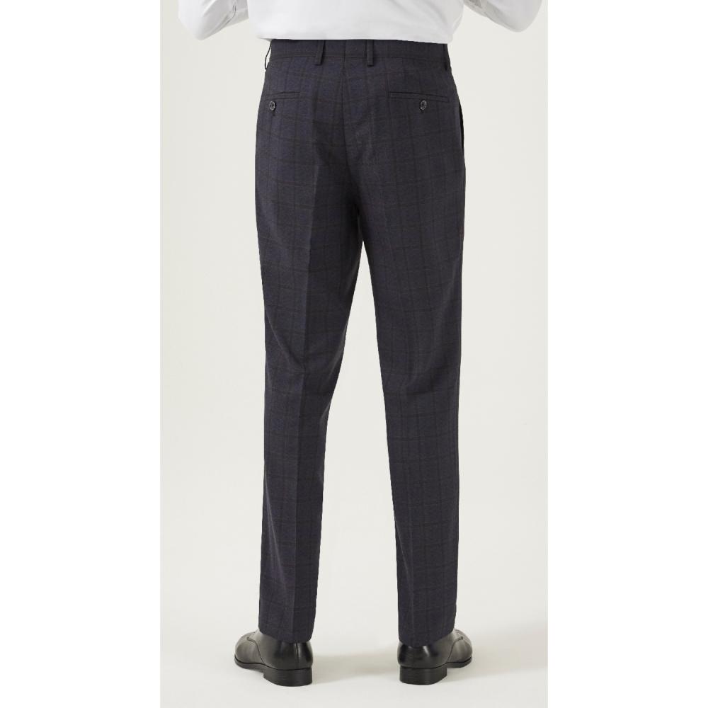 SKOPES CURRY TAILORED CHECK SUIT TROUSERS NAVY/RUST