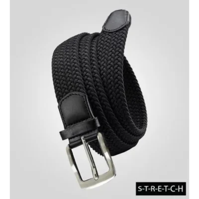 D555 SIMON Big Mans Stretch Braided Belt BLACK