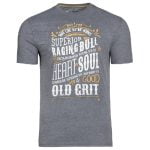 RAGING BULL HEART AND SOUL TEE SHIRT MARL GREY