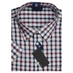 ESPIONAGE SEAR SUCKER CASUAL CHECK SHIRT NAVY/RED/WHITE