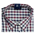 ESPIONAGE SEAR SUCKER CASUAL CHECK SHIRT NAVY/RED/WHITE