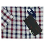 ESPIONAGE SEAR SUCKER CASUAL CHECK SHIRT NAVY/RED/WHITE