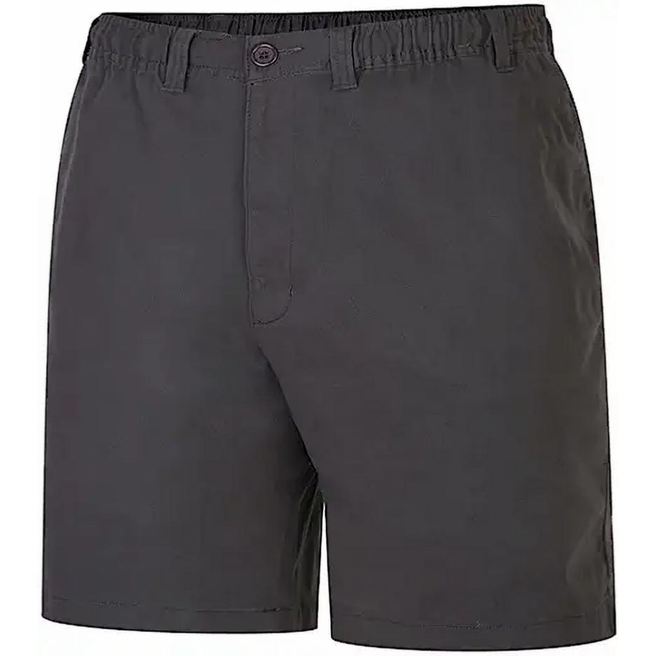 ESPIONAGE STRETCH TWILL COTTON CASUAL SHORTS WITH ELASTICATED WAISTBAND CHARCOAL
