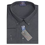 ESPIONAGE COTTON RICH LONG SLEEVE SHIRT WITH BUTTON DOWN COLLAR BLACK
