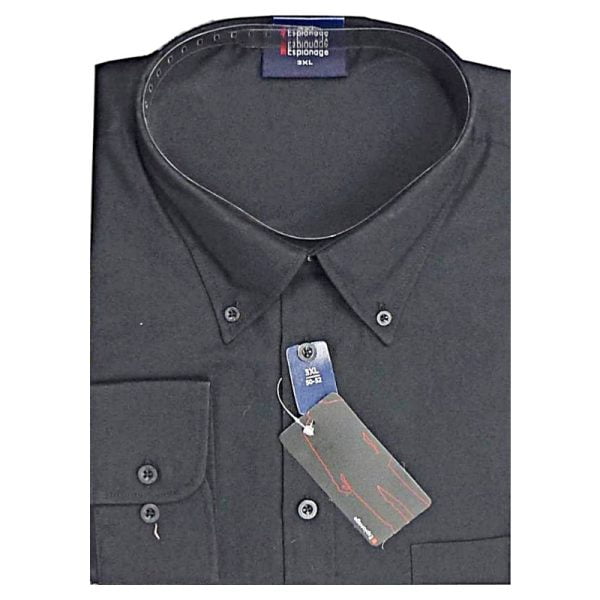 ESPIONAGE LONG SLEEVE EASY CARE SHIRT WITH BUTTON DOWN COLLAR BLACK