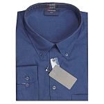 ESPIONAGE COTTON RICH LONG SLEEVE SHIRT WITH BUTTON DOWN COLLAR NAVY