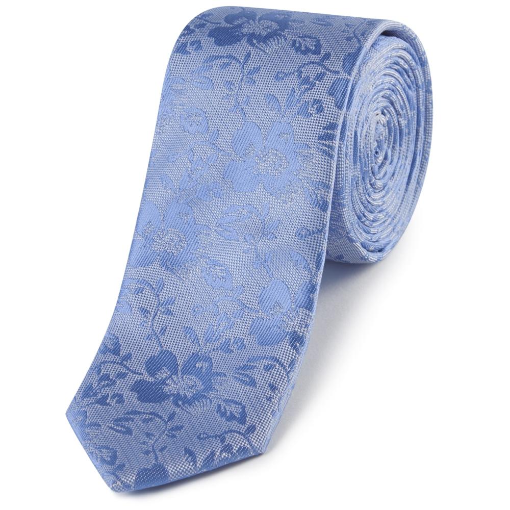 SKOPES EXTRA LONG FLORAL TIE AND POCKET SQUARE SET BLUE