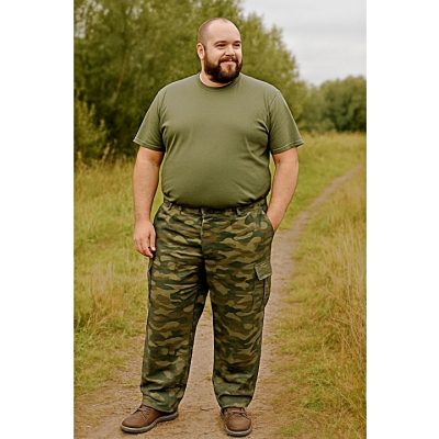 ESPIONAGE Camouflage Ripstop Cotton Elasticated Cargo Trousers TR054