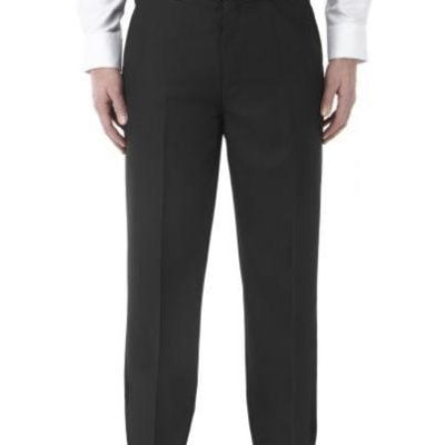 SKOPES WEXFORD FLAT FRONT WOOL BLEND TROUSER WITH ACTIVE FLEX COMFORT WAISTBAND BLACK