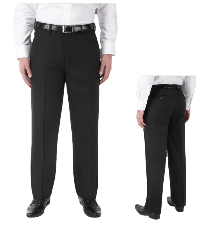 SKOPES WEXFORD FLAT FRONT WOOL BLEND TROUSER WITH ACTIVE FLEX COMFORT WAISTBAND BLACK