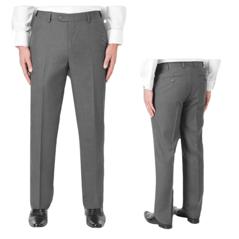 SKOPES WEXFORD FLAT FRONT WOOL BLEND CLASSIC TROUSER WITH STRETCH WAIST GREY